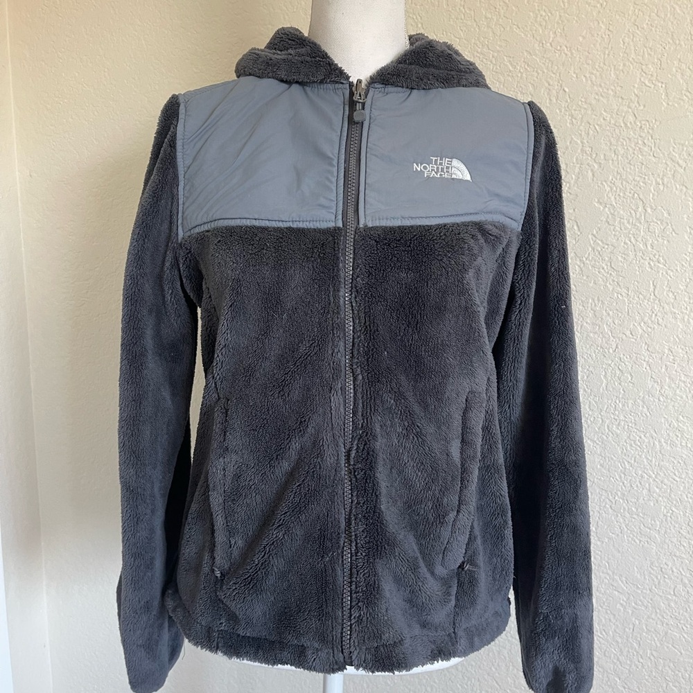 The North Face Gray Teddy Jacket Plush Fleece Full-Zip, Size M, GUC.
